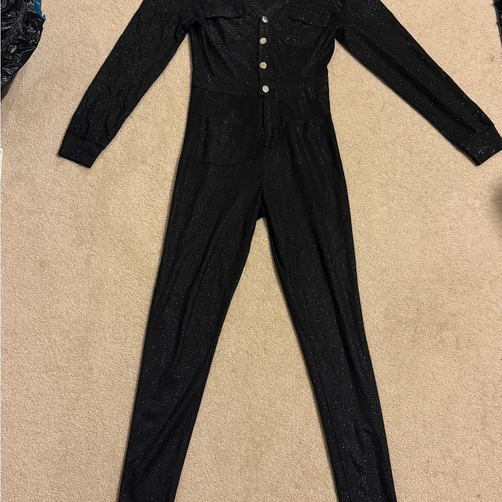Chic Black Button-Up Jumpsuit